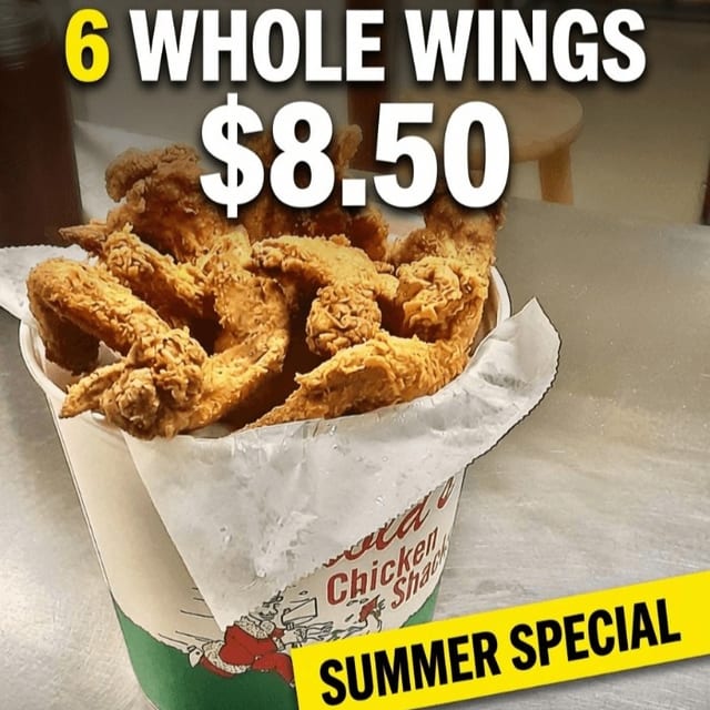 6 Whole Wings Only.