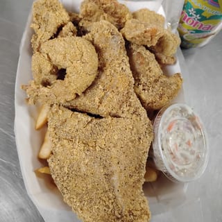 4 Jumbo Shrimp, 1 Perch, 1 Catfish