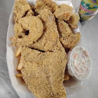4 Jumbo Shrimp, 1 Perch, 1 Catfish